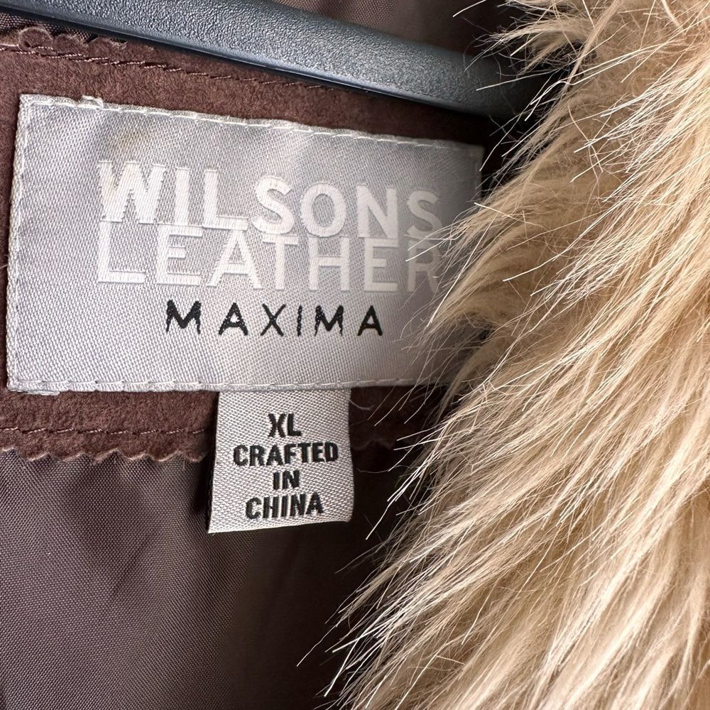 Y2K Wilson Maxima Suede Fur Coat XL - Picture 4 of 5